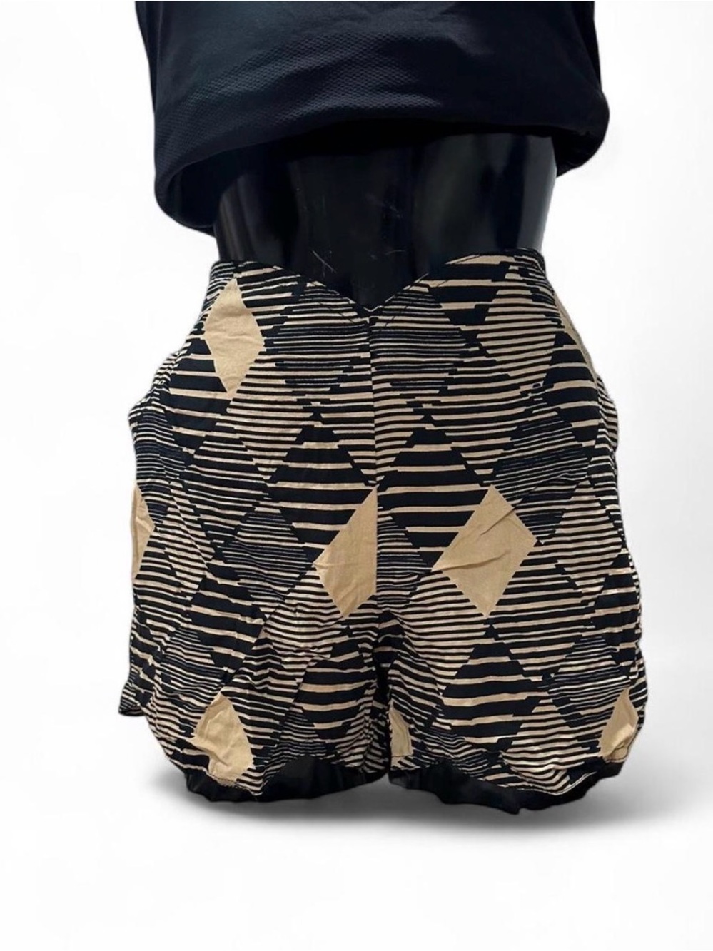 Santiki Black & Tan Striped High-Waist Shorts